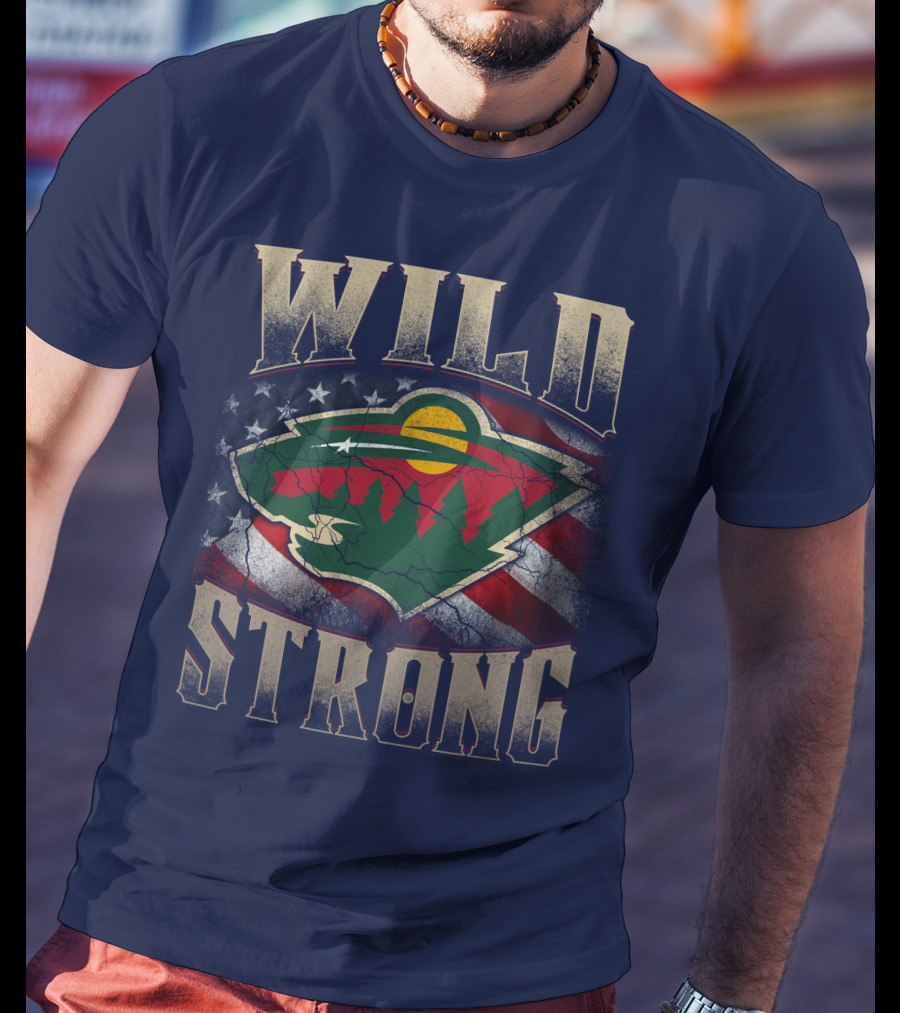 Wild Strong Minnesota Wild Logo American Flag T-Shirt