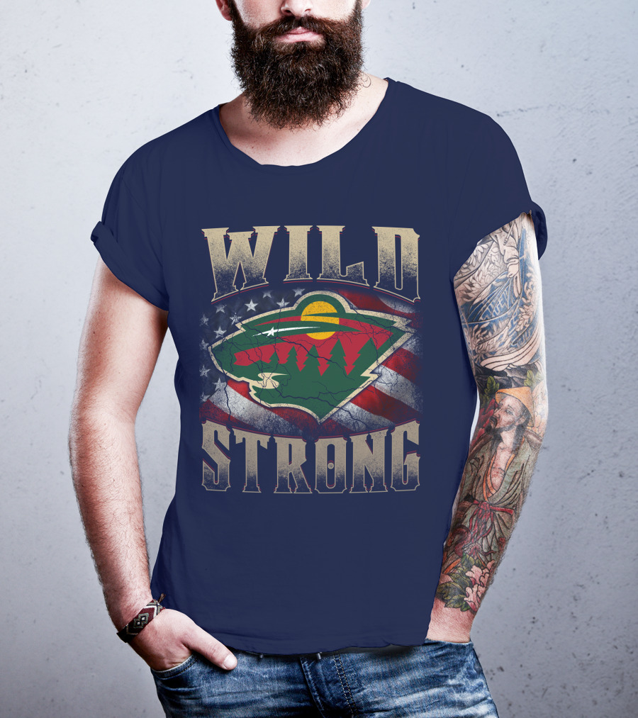 Wild Strong Minnesota Wild Logo American Flag T-Shirt