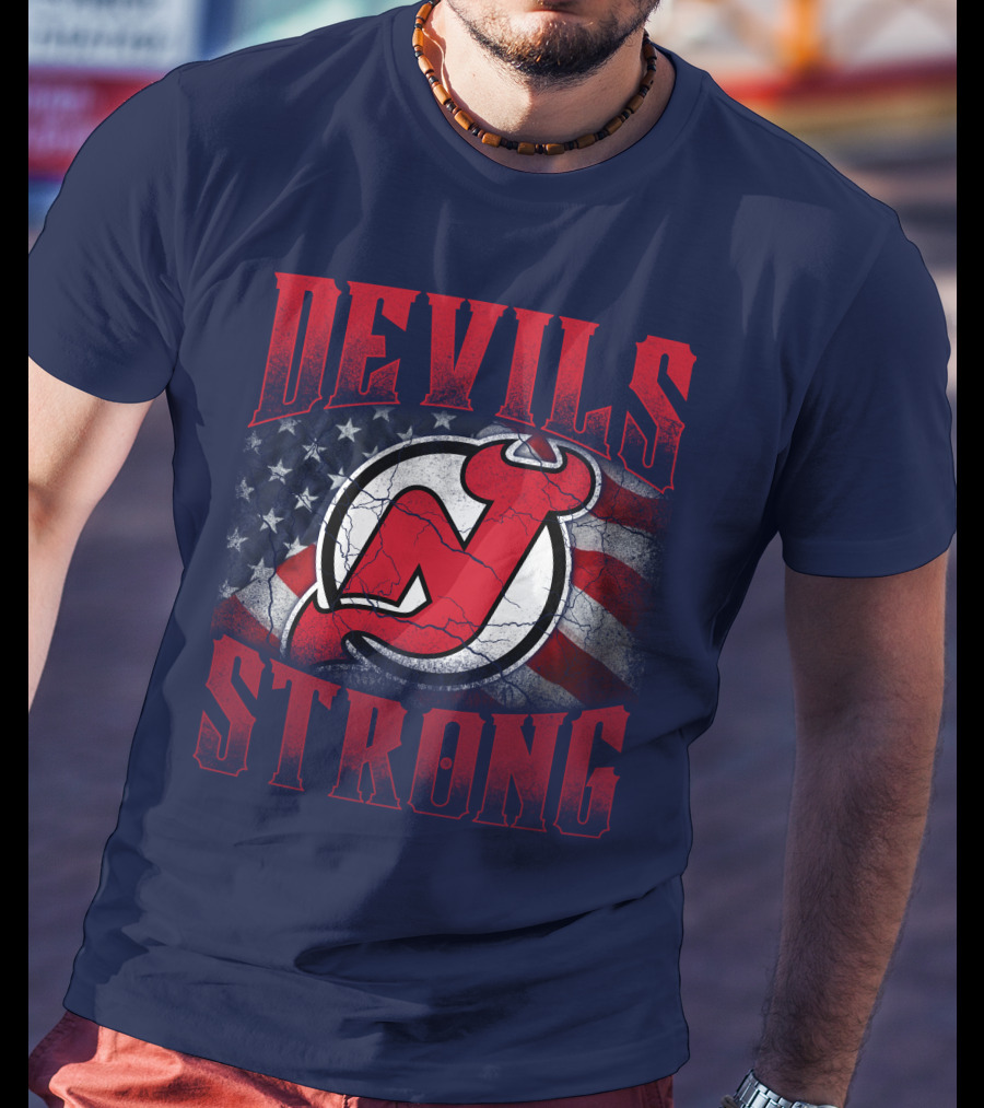 New Jersey Devils Strong Usa Flag T-Shirt