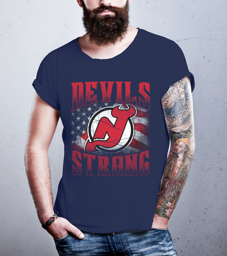 New Jersey Devils Strong Usa Flag T-Shirt