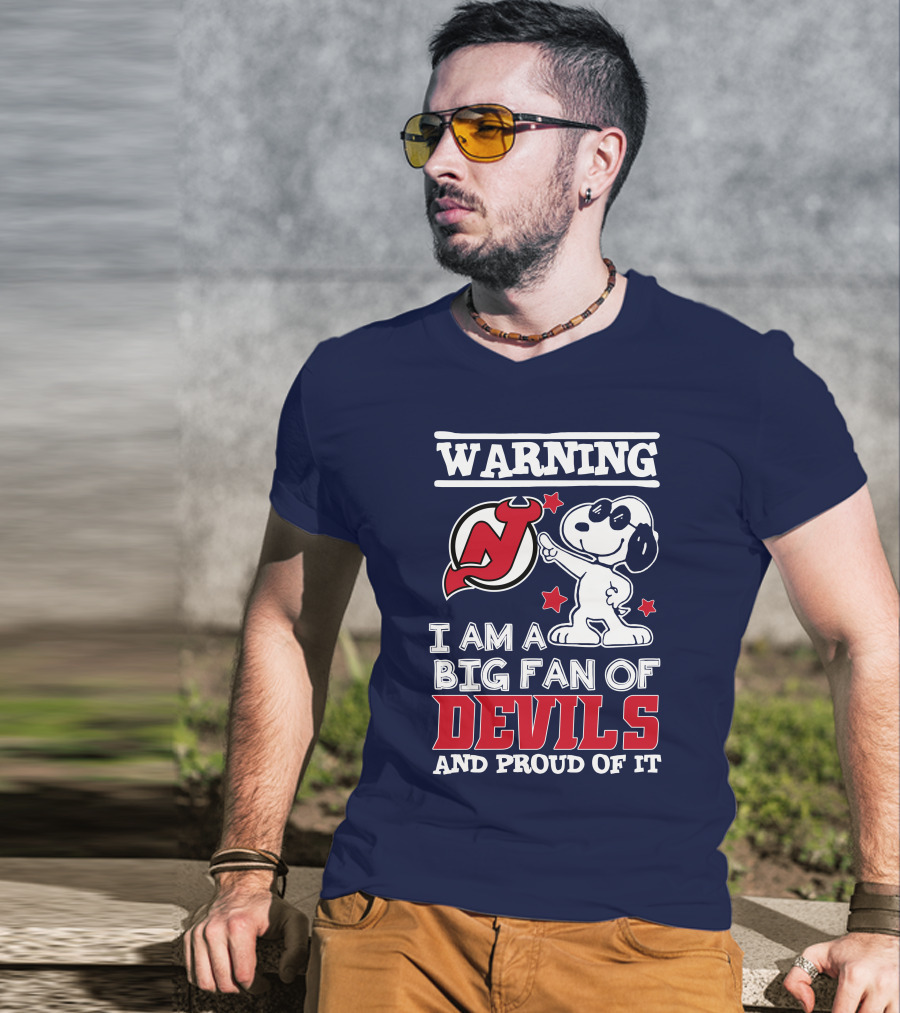 Warning New Jersey Devils Big Fan And Proud Of It T-Shirt