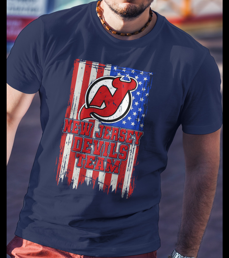 New Jersey Devils Team American Flag T-Shirt