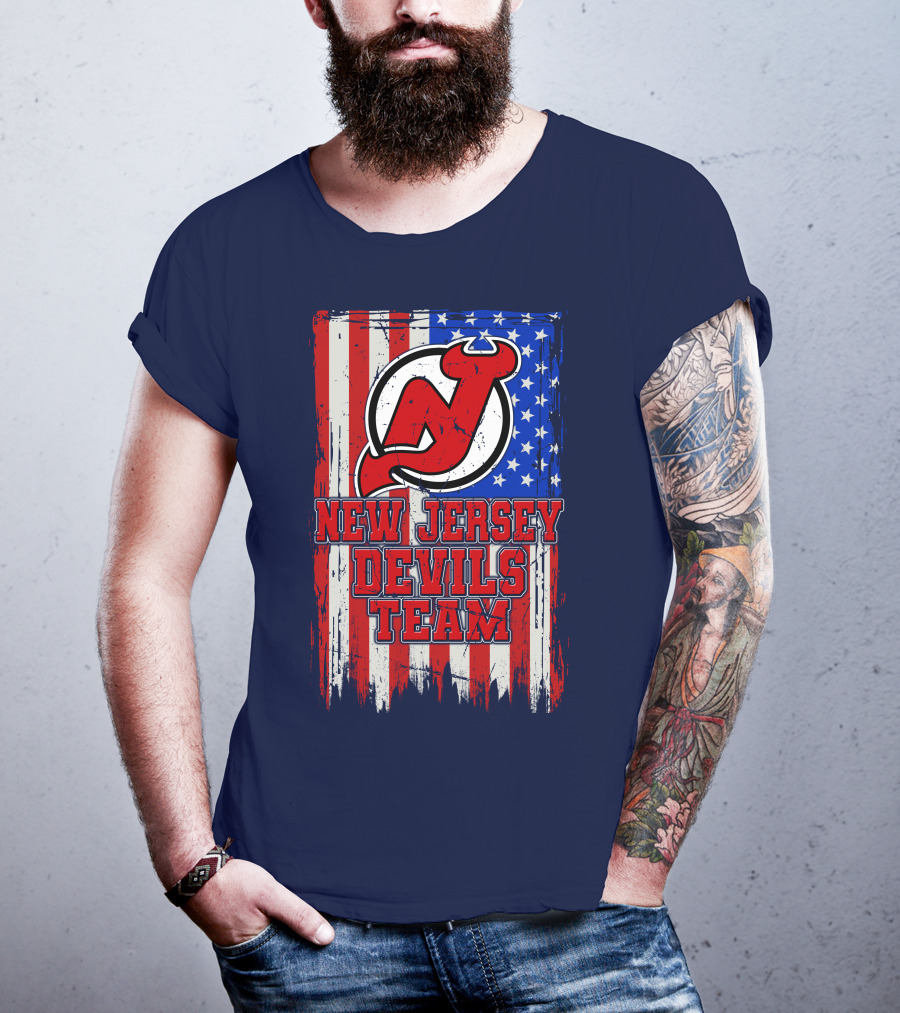 New Jersey Devils Team American Flag T-Shirt