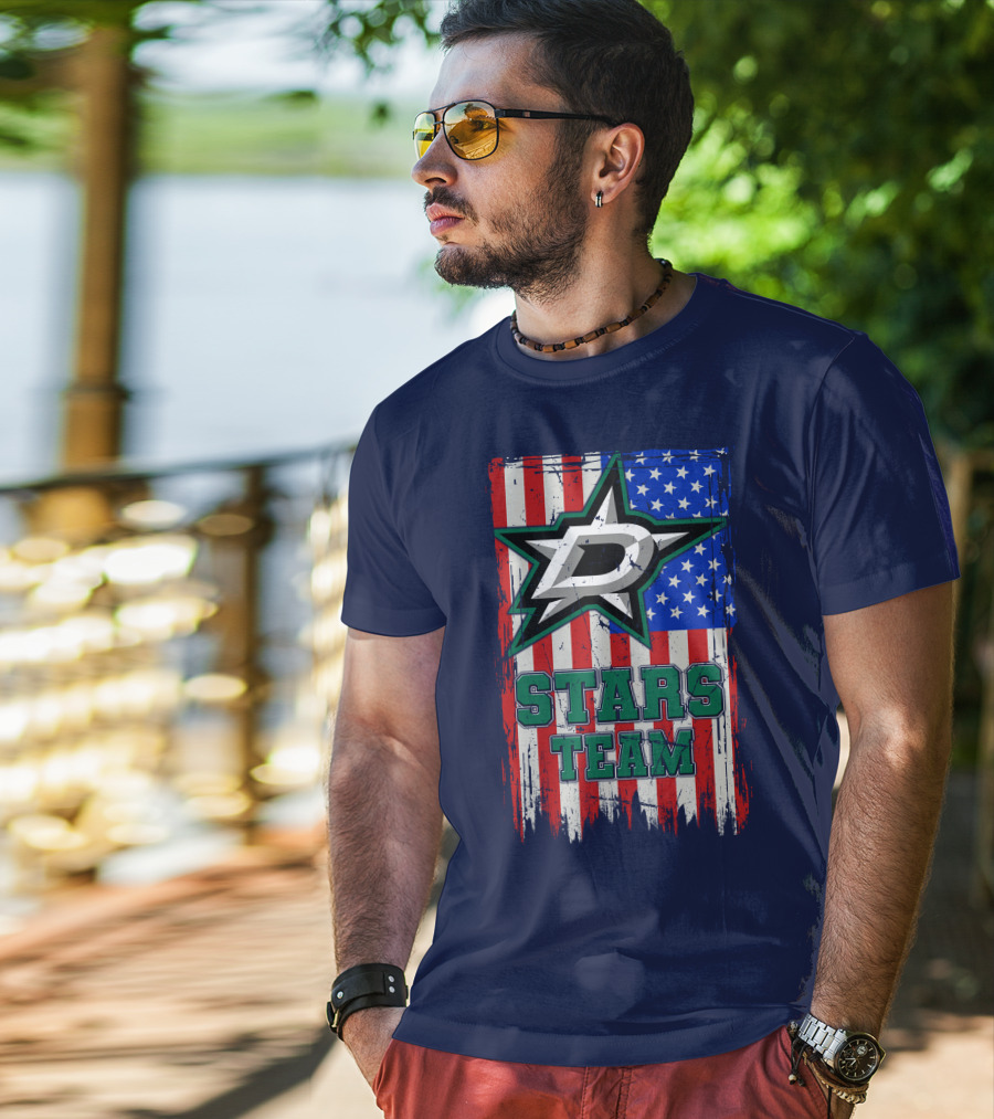 Stars Team Dallas American Flag T-Shirt