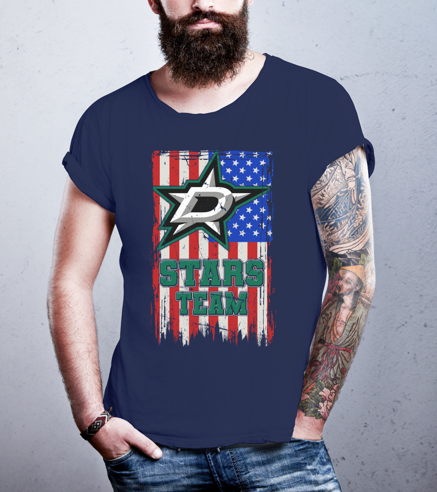 Stars Team Dallas American Flag T-Shirt