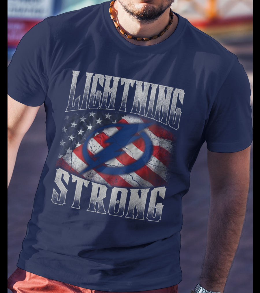 Tampa Bay Lightning Strong American Flag T-Shirt