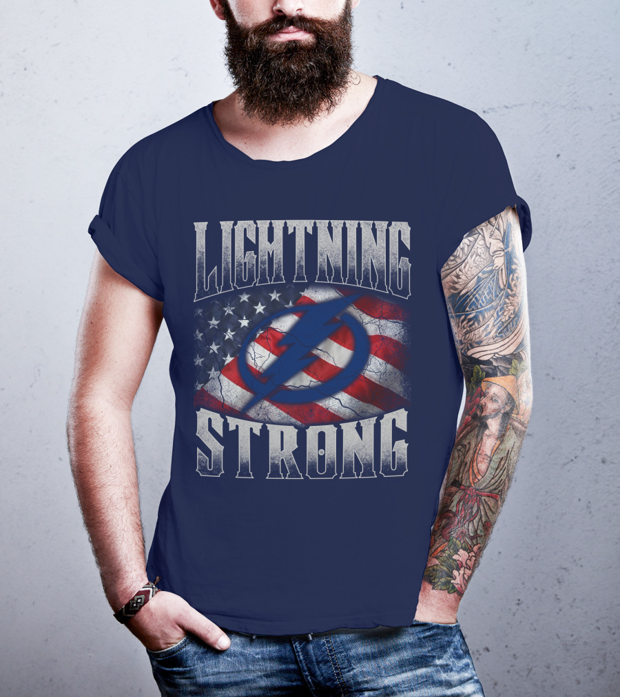 Tampa Bay Lightning Strong American Flag T-Shirt