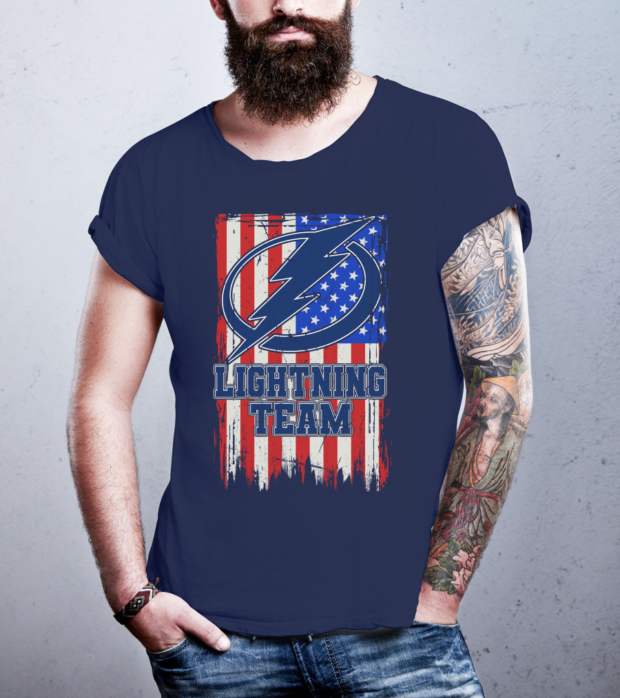 Tampa Bay Lightning Team American Flag T-Shirt