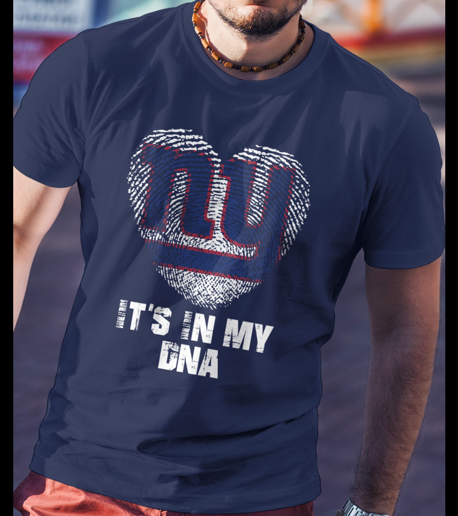 New York Giants It's In My Dna Heart Fingerprint T-Shirt