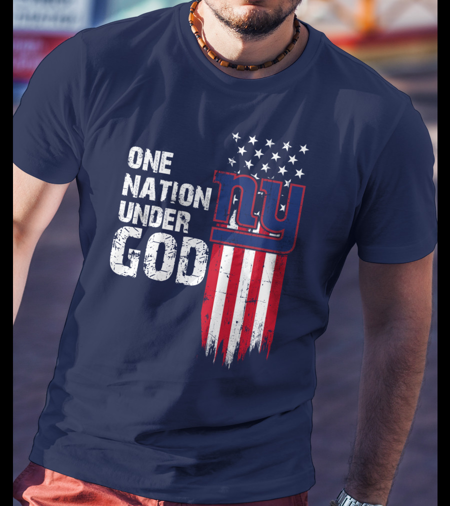 One Nation Under God Ny American Flag Design New York Giants T-Shirt