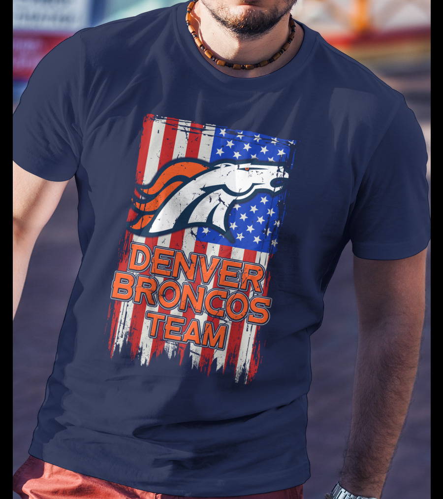 Denver Broncos Team American Flag T-Shirt