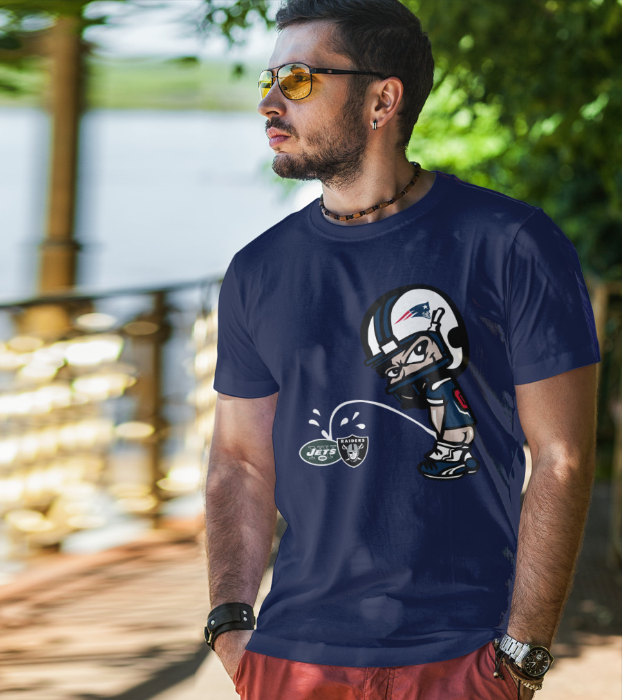 New England Patriots Jets Raiders Rivalry Cartoon T-Shirt
