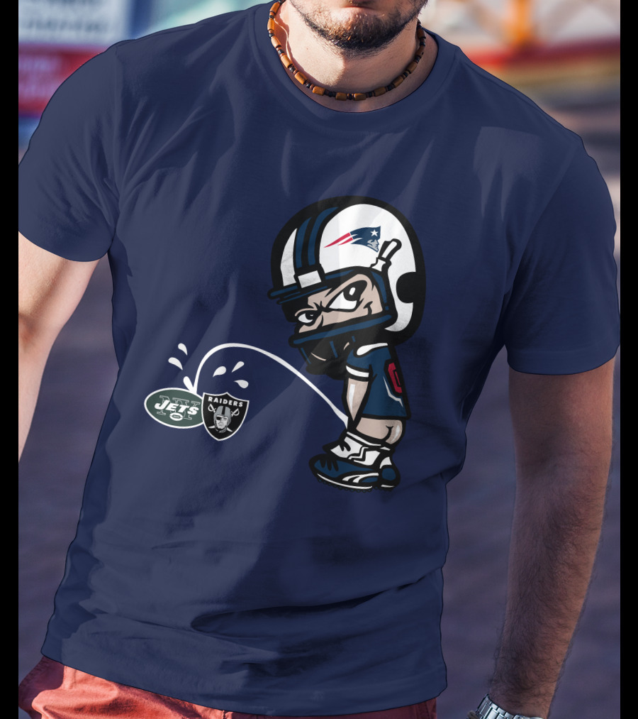 New England Patriots Jets Raiders Rivalry Cartoon T-Shirt