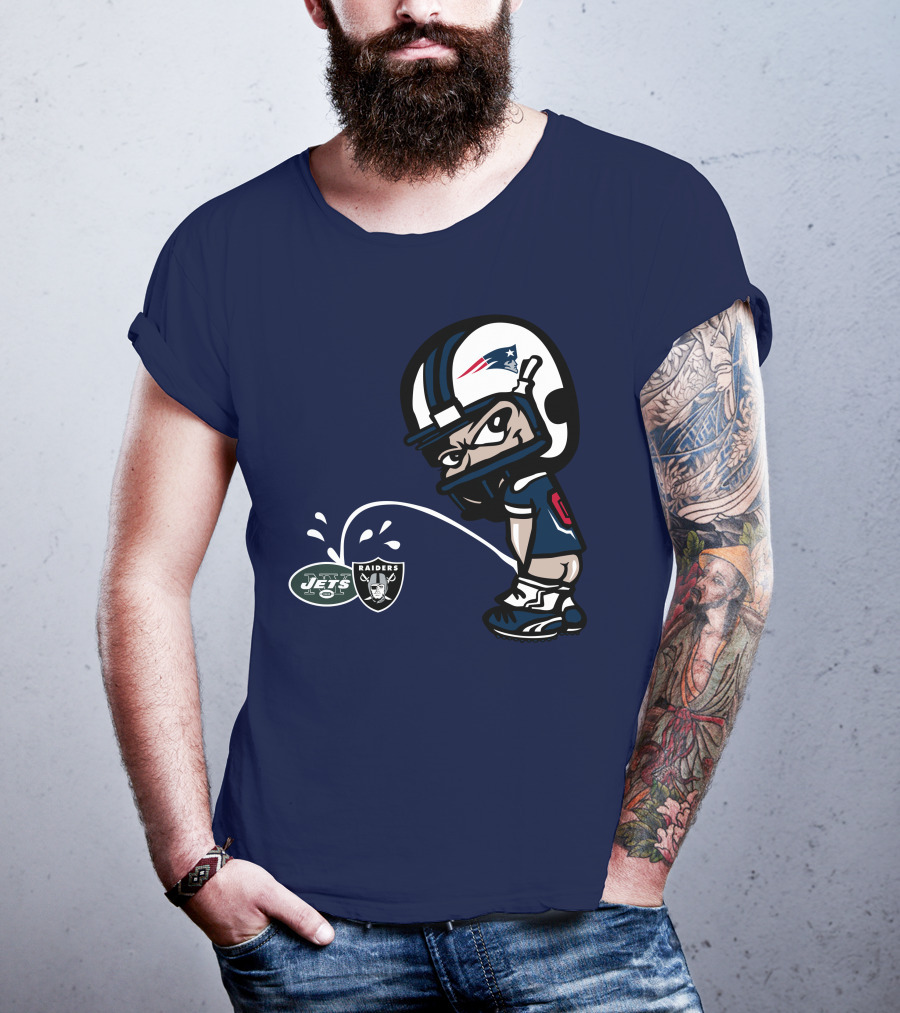 New England Patriots Jets Raiders Rivalry Cartoon T-Shirt