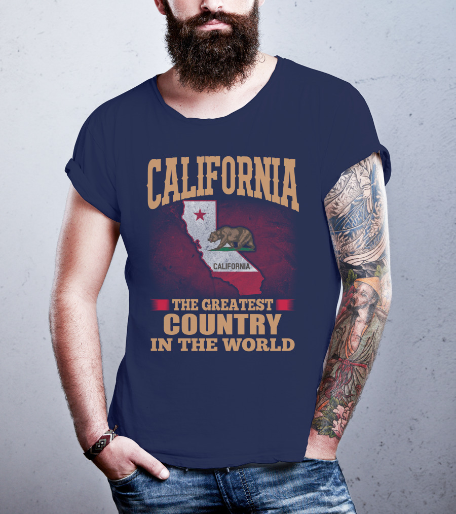 California The Greatest Country In The World Bear Flag Map T-Shirt