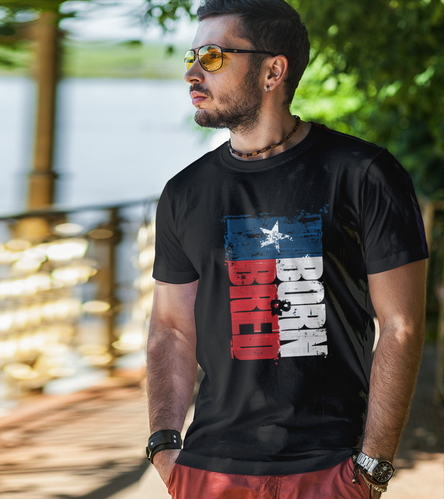 Born & Bred Texas Flag Star Grunge Style T-Shirt