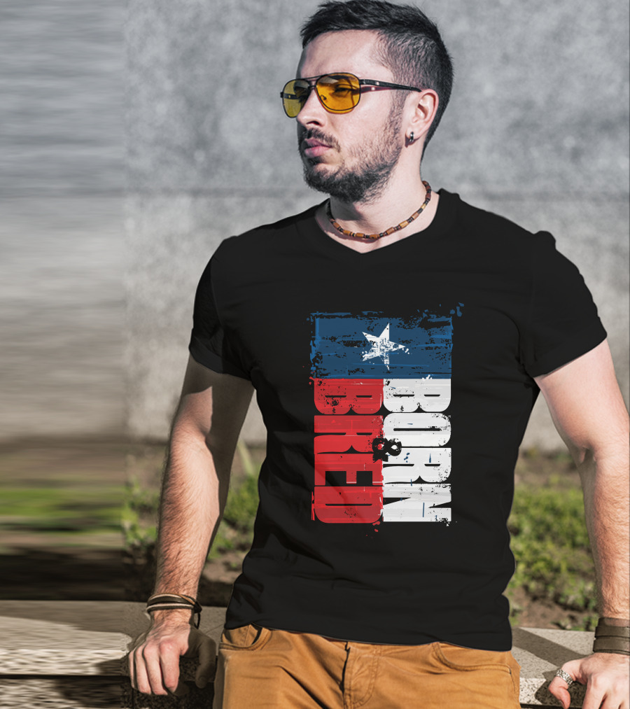 Born & Bred Texas Flag Star Grunge Style T-Shirt