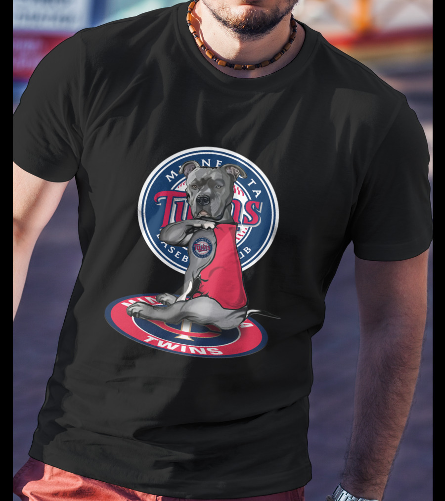 Minnesota Twins Baseball Club Dog With Logo And Red T-Shirt