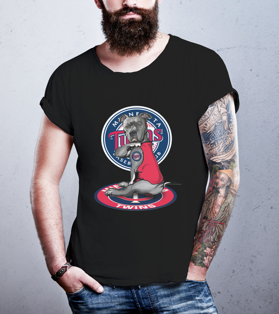 Minnesota Twins Baseball Club Dog With Logo And Red T-Shirt