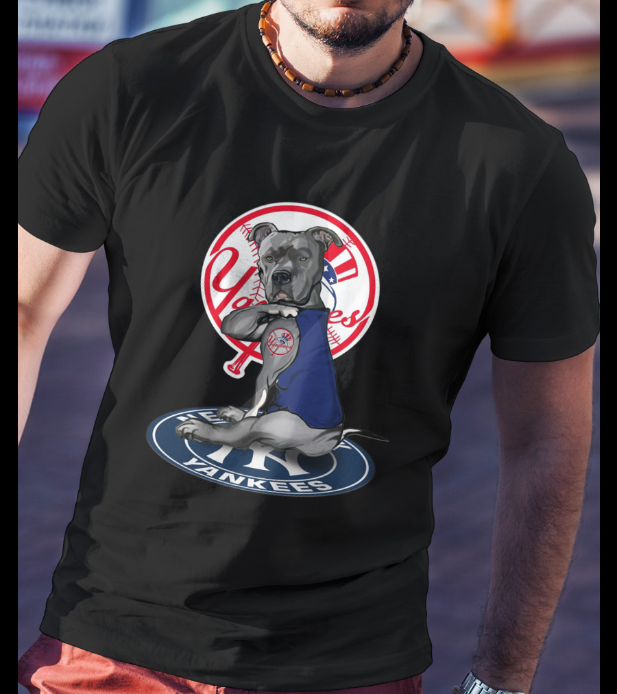 New York Yankees Dog Mascot 19 Baseball Team Logos T-Shirt