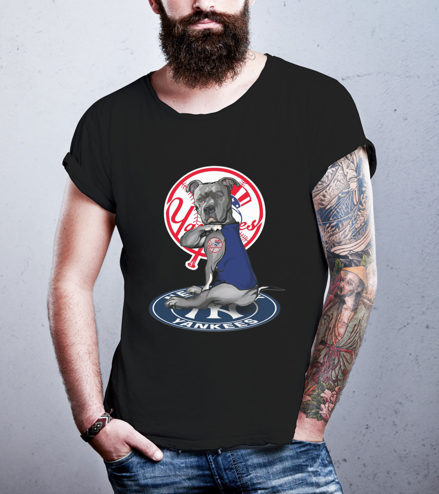 New York Yankees Dog Mascot 19 Baseball Team Logos T-Shirt
