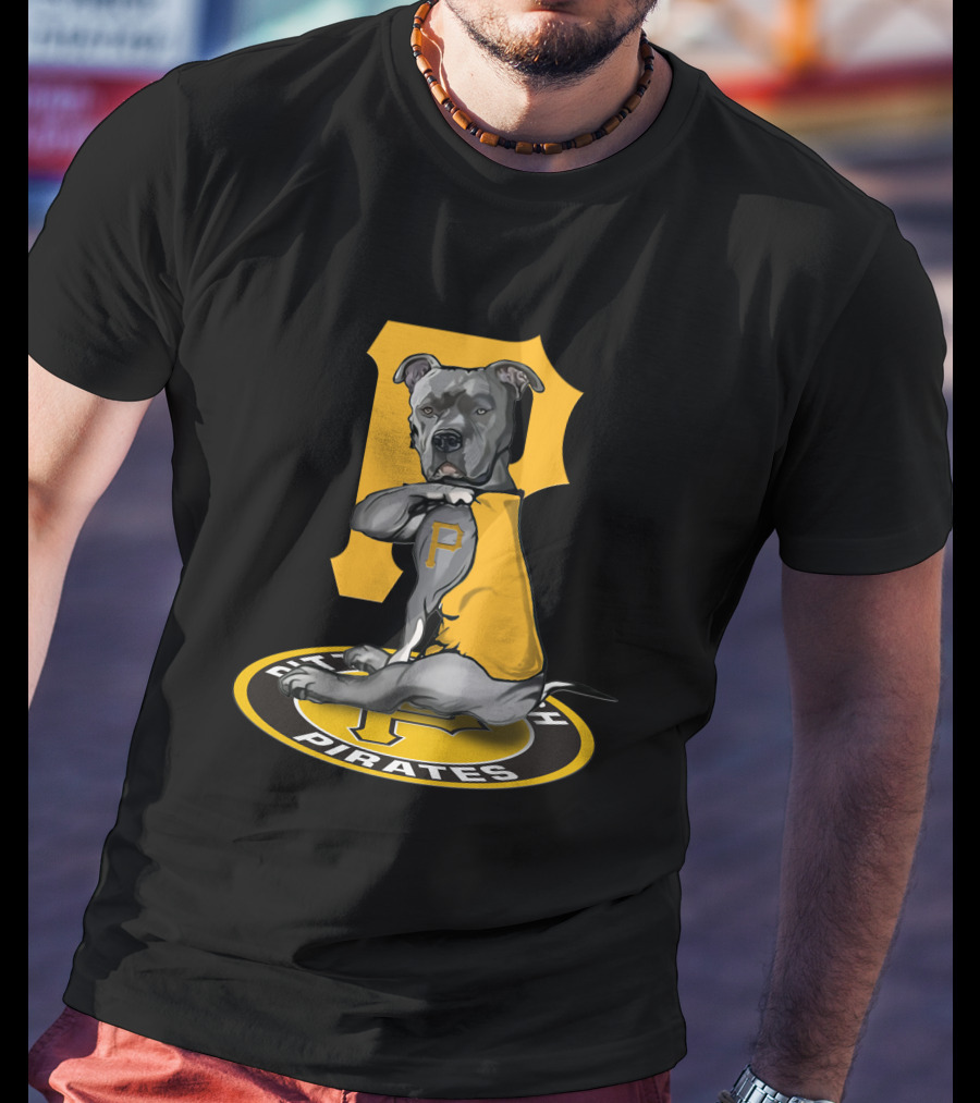 Pittsburgh Pirates Dog Mascot With Yellow Sweater And Team T-Shirt