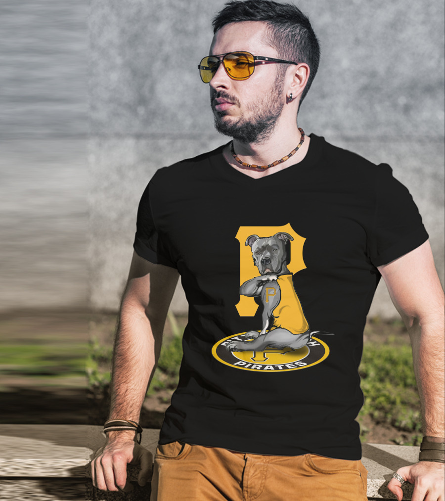 Pittsburgh Pirates Dog Mascot With Yellow Sweater And Team T-Shirt