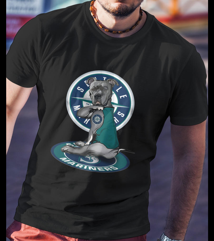 Seattle Mariners Pit Bull Mascot With Team T-Shirt