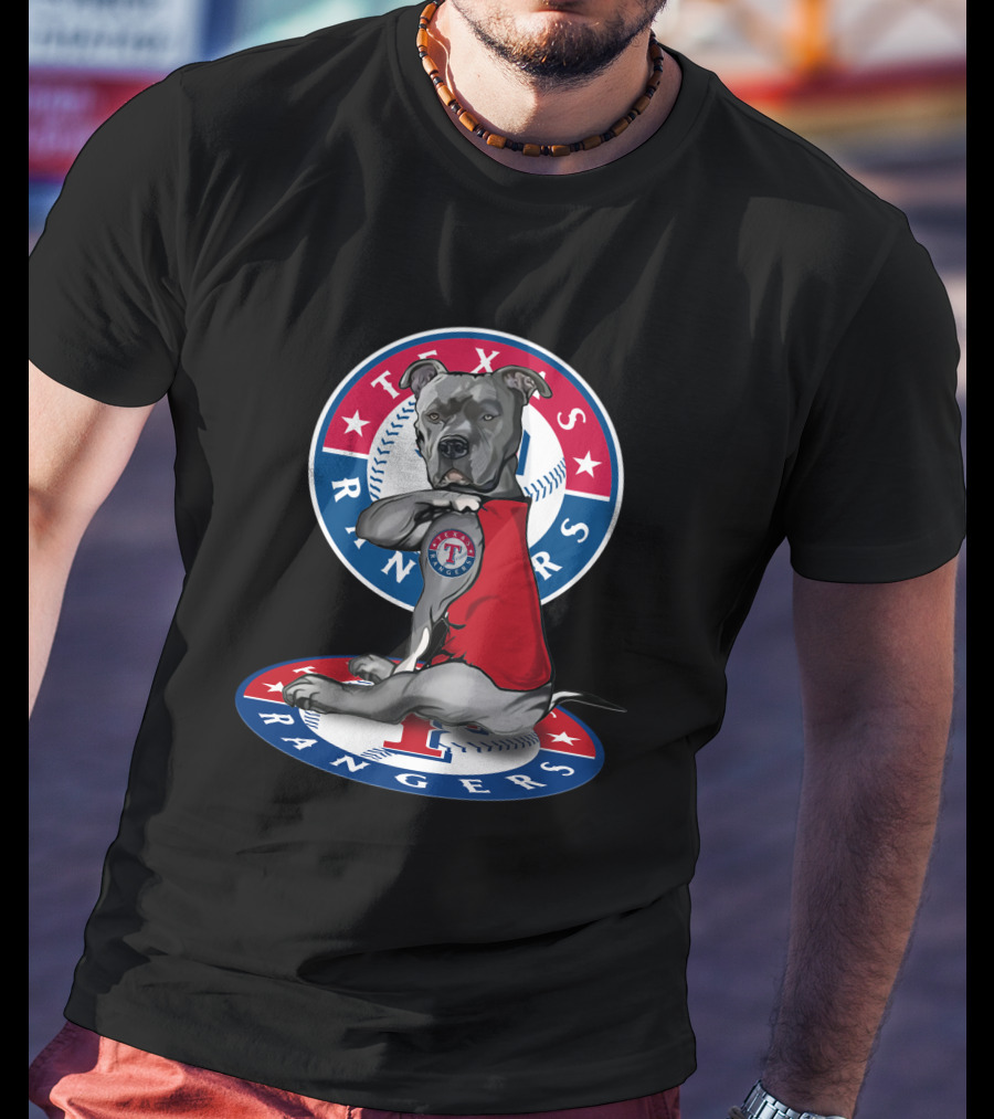Texas Rangers Baseball Dog With Logo And Jersey T-Shirt
