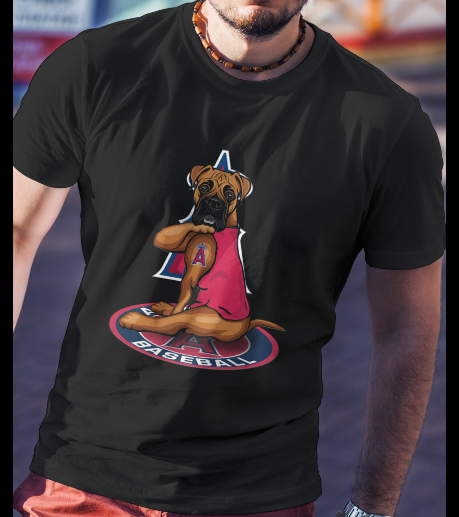 Los Angeles Angels Baseball Boxer Dog T-Shirt