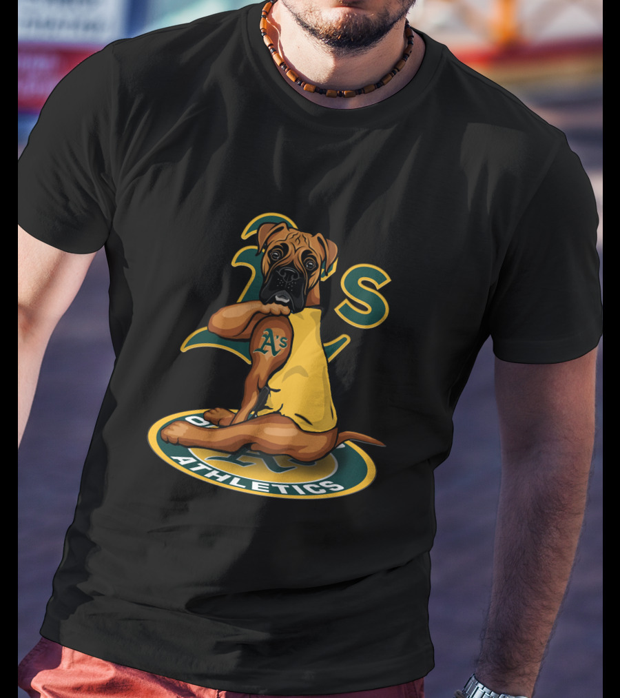 Oakland Athletics Dog With A's Logo And Team Colors T-Shirt