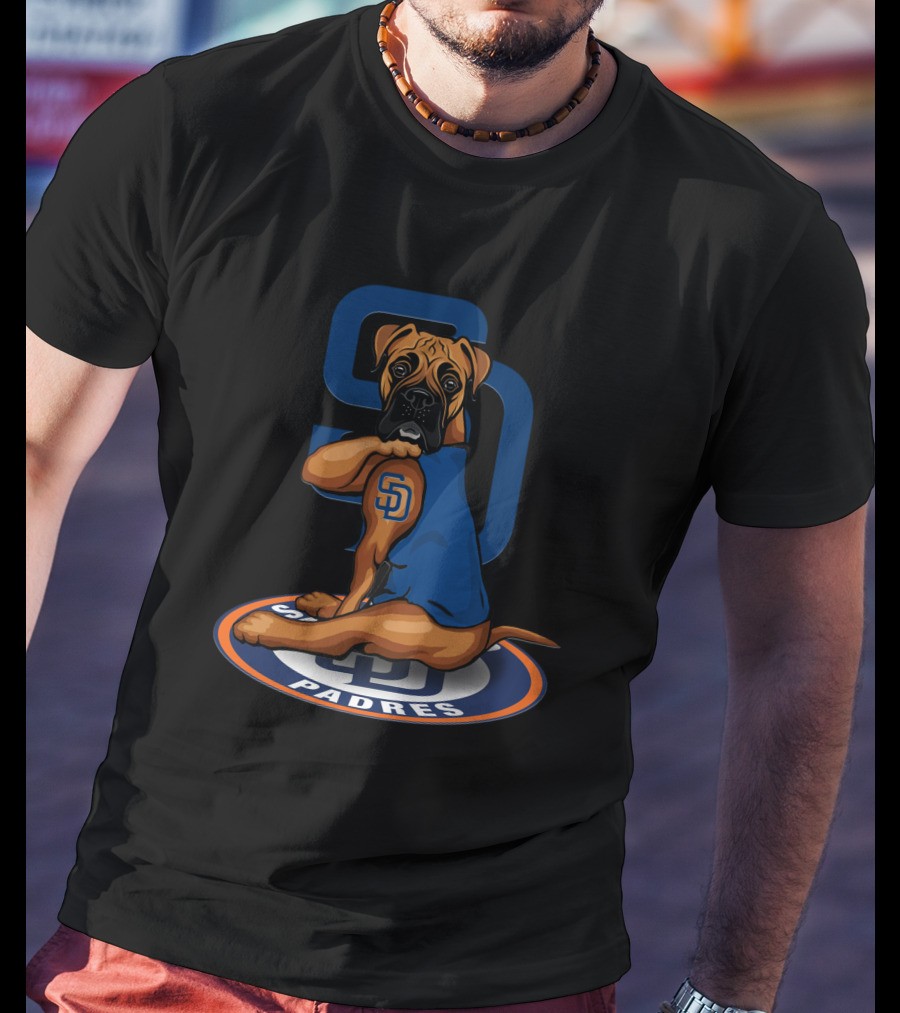 San Diego Padres Boxer Dog Logo Blue Jersey T-Shirt