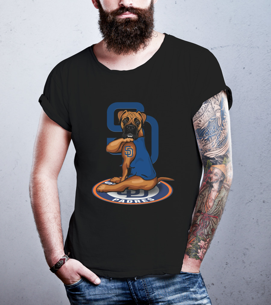 San Diego Padres Boxer Dog Logo Blue Jersey T-Shirt
