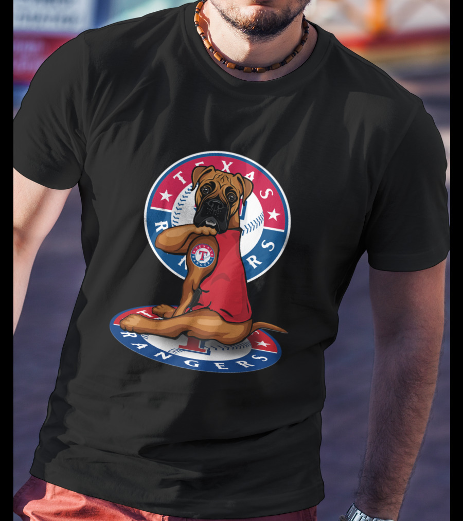 Texas Rangers Dog With Baseball T-Shirt