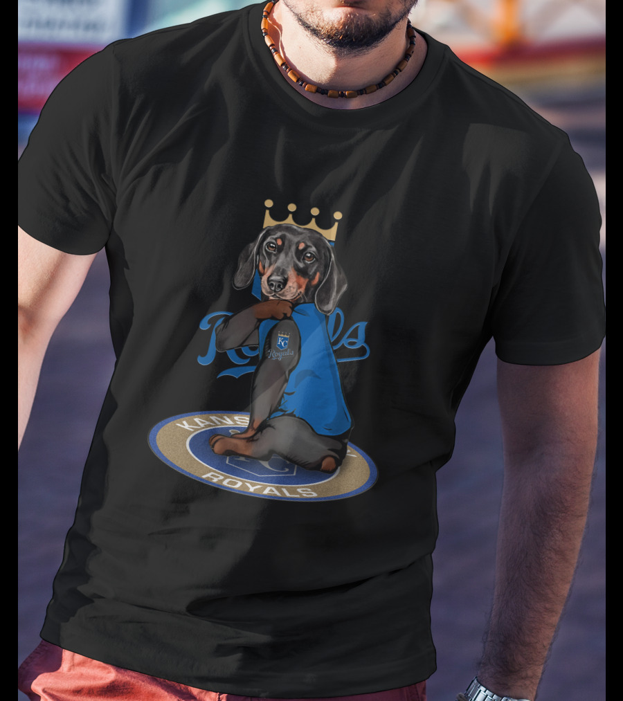 Kansas City Royals Dachshund With Crown And Jersey T-Shirt