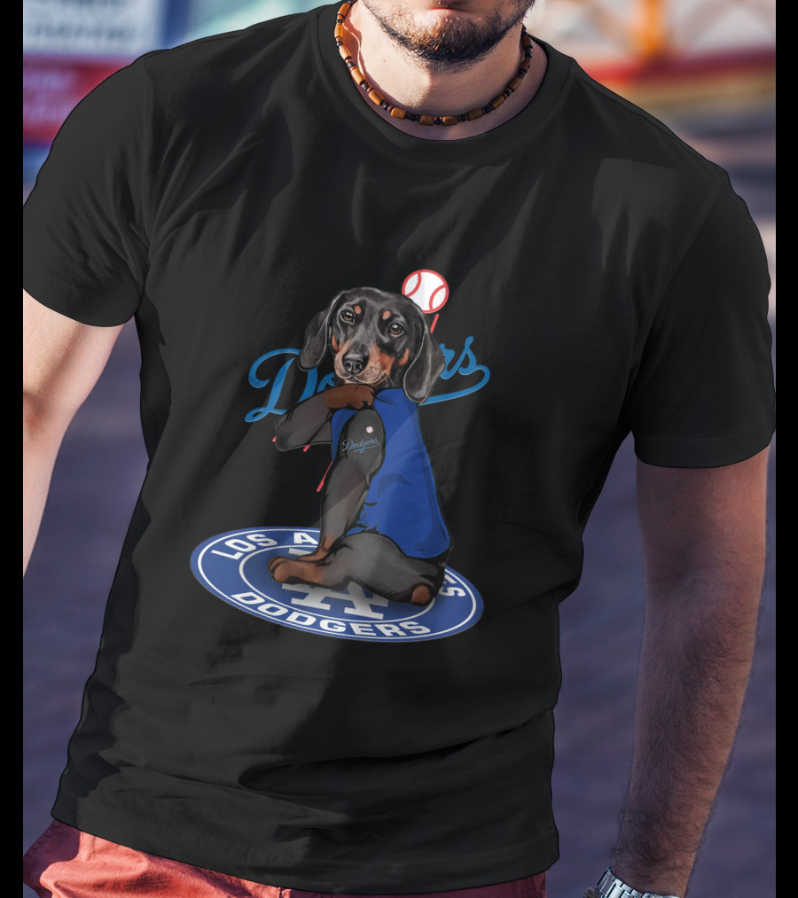 Los Angeles Dodgers Dachshund Baseball Team T-Shirt
