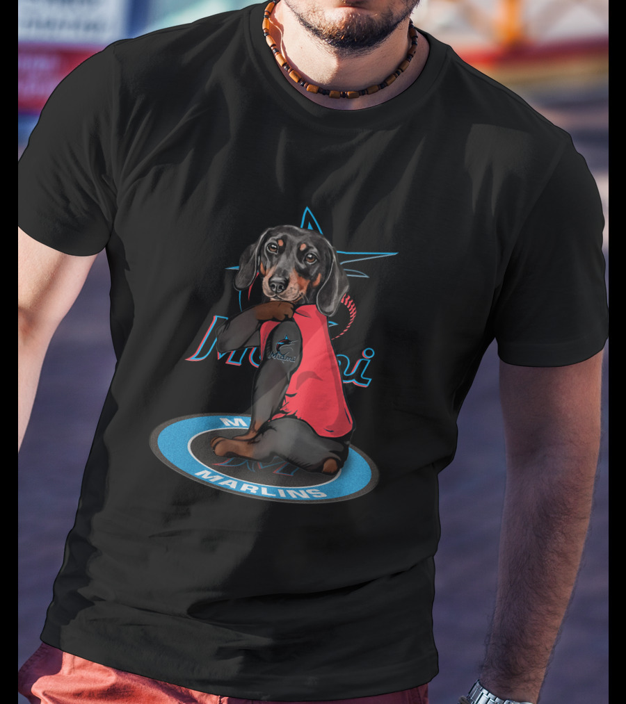 Miami Marlins Dog With Baseball And Team T-Shirt