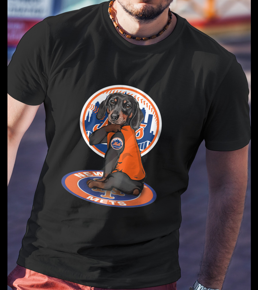 New York Mets Dachshund Orange Jersey T-Shirt