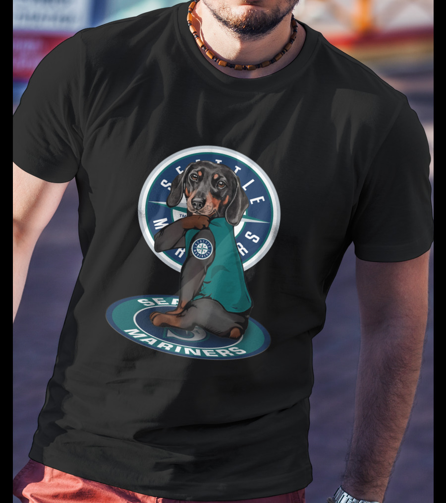 Seattle Mariners Dachshund Sitting On T-Shirt