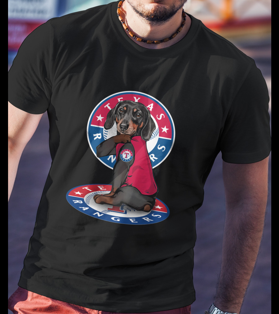 Texas Rangers Dachshund Baseball T-Shirt