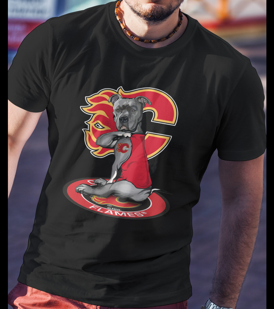 Calgary Flames Dog Logo Nhl T-Shirt
