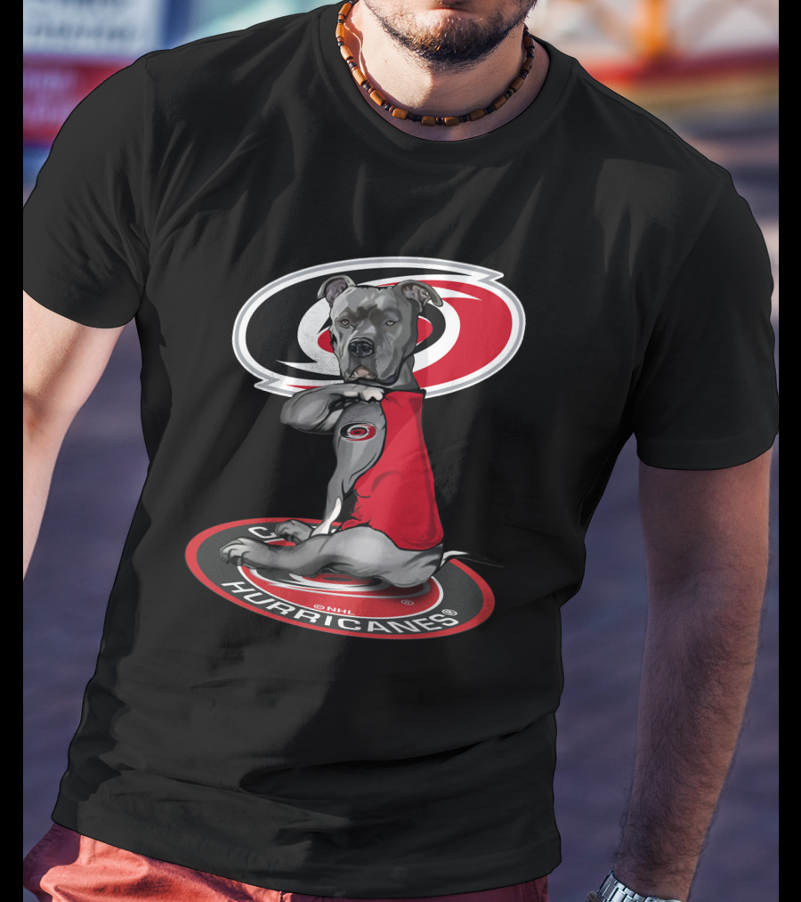 Carolina Hurricanes Dog With Logo Red And Black T-Shirt