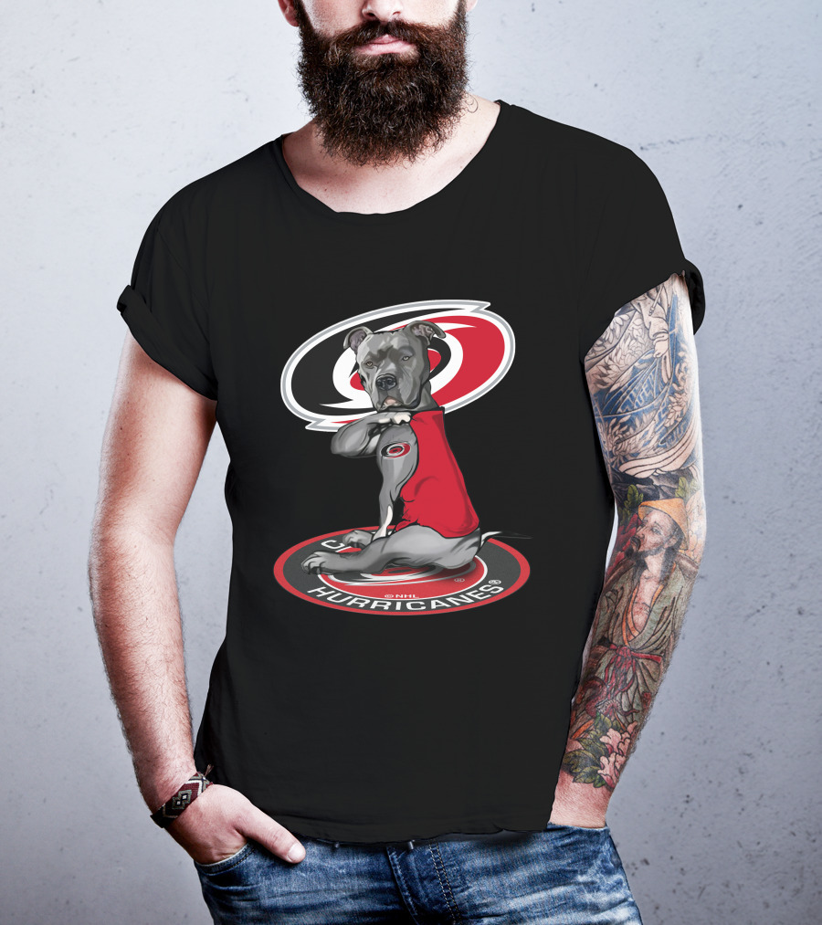 Carolina Hurricanes Dog With Logo Red And Black T-Shirt
