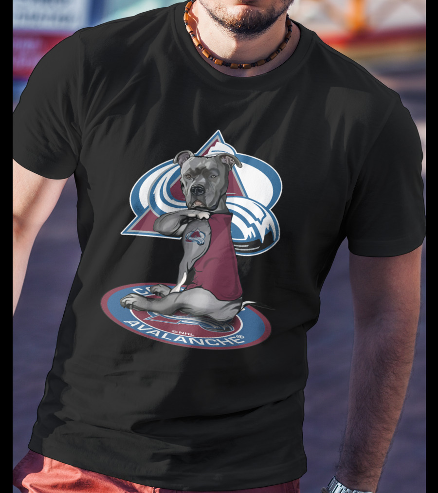 Colorado Avalanche Dog With Team Logo Tattoo And Jersey Nhl T-Shirt