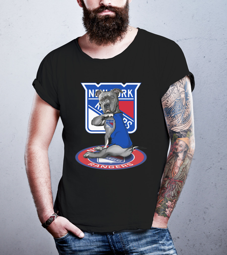 New York Rangers Dog Wearing Blue Jersey T-Shirt