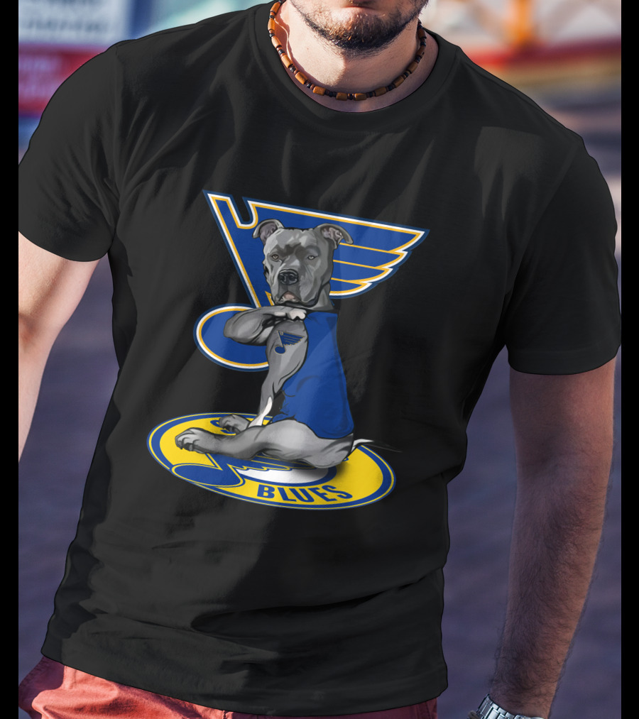 St Louis Blues Dog In Blue Jersey On Hockey T-Shirt