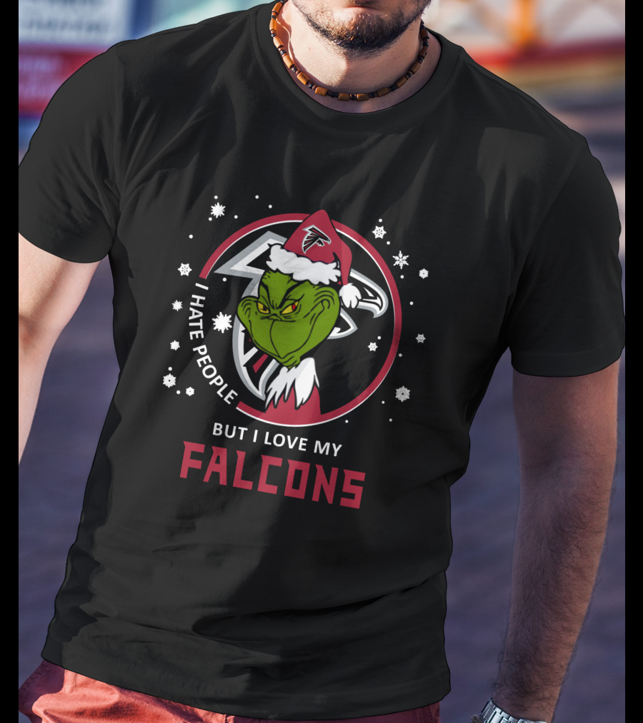 I Hate People But I Love My Atlanta Falcons Grinch Holiday T-Shirt