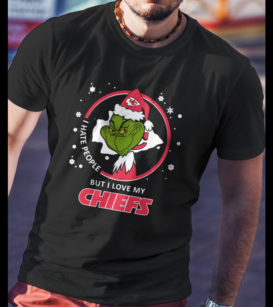 Kansas City Chiefs Grinch I Hate People But I Love My Chiefs T-Shirt