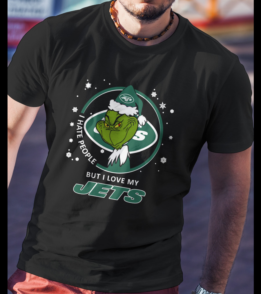 I Hate People But I Love My New York Jets Grinch T-Shirt