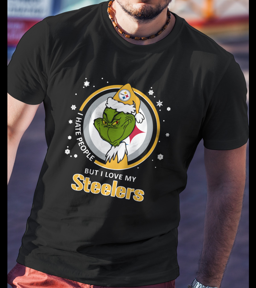 I Hate People But I Love My Pittsburgh Steelers Grinch T-Shirt